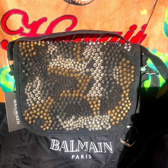 Balmain Handbags - AUTHENTIC BALMAIN Black,Silver,Bronze Studded Crossbody Bag Holiday gift NEW TAG